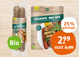 veggyness vegane Bio-Rostbratwurst oder Bio-BBQ-Mix