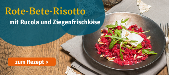 zum Rezept: Rote Bete-Risotto mit Rucola und Ziegenfrischkäse