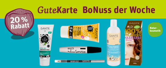 20 % Rabatt auf alle dekorativen und pflegenden Kosmetik-Artikel von Sante