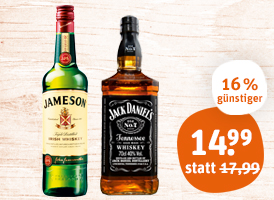 Jack Daniel‘s Whiskey oder Jameson Irish Whiskey