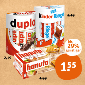 hanuta, duplo oder kinder Riegel