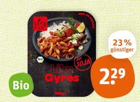 Like Meat vegane Bio-Gyros-Streifen oder vegane Bio-Filetstücke Hähnchen-Art