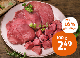 Hirschsteak oder -gulasch