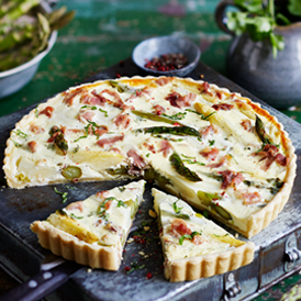 Spargel-Quiche mit Schinken