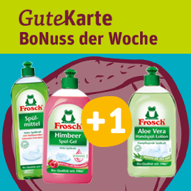 Zwei Flaschen Frosch Handspül-Lotion oder Spülmittel +1 Gratis