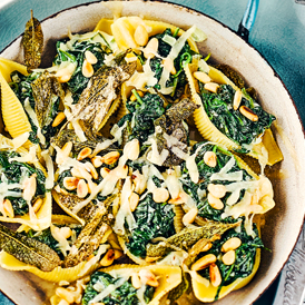 Muschelnudeln mit Zitronen-Ricotta-Spinat-Füllung