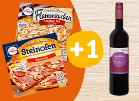 Zwei Packungen Original Wagner Steinofen-Pizza oder Flammkuchen +1 Dornfelder gratis