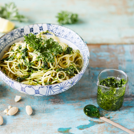 Grünkohlpesto mit Spaghetti