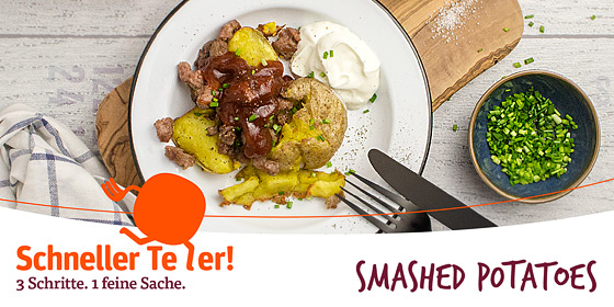 Schneller Teller: Smashed Potatoes