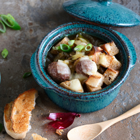 3-Sorten-Zwiebelsuppe mit Klößchen