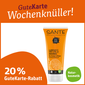 20 % GuteKarte-Rabatt auf alle Produkte von Sante