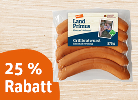 25 % Rabatt auf tegut... LandPrimus Grillbratwurst 