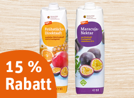 15% Rabatt auf alle tegut... Säfte und Nektare