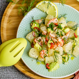 Pomelo-Avocado-Salat mit Flusskrebsen