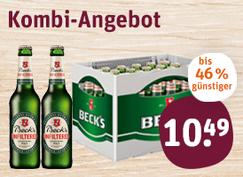 Kombi-Angebot Einen Kasten Beck’s Pils oder Pils unfiltered