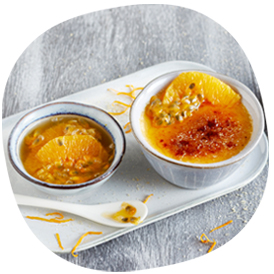 Crème brûlée mit Passionsfruchtsauce