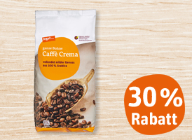 30 % Rabatt auf tegut... Caffè Crema oder Espresso ganze Bohnen