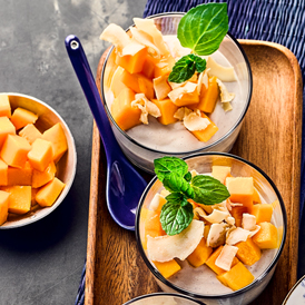 Seidentofu-Dessert mit Mango