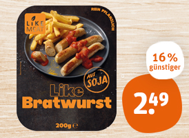 Like Meat vegane Bratwurst oder vegane Schinken Bratwurst 