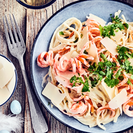 Möhren-Pasta mit Zitronen-Sahne-Sauce