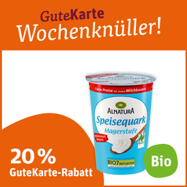 20% GuteKarte-Rabatt auf Naturland Alnatura Bio-Speisequark