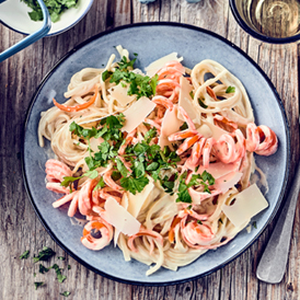 Möhren-Pasta mit Zitronen-Sahne-Sauce