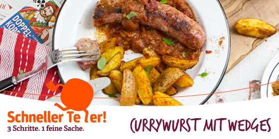 Currywurst mit Wedges