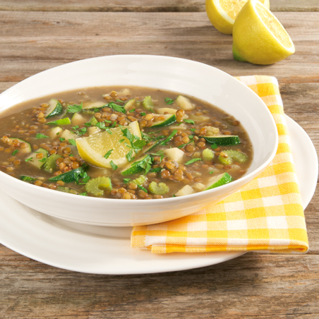 Linsen-Zucchini-Suppe mit Bio-Zitrone