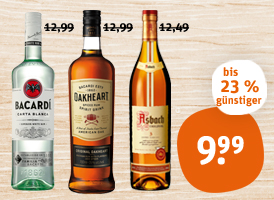 Bacardi Rum, Bacardi Oakheart und Asbach