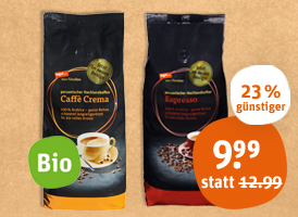 tegut... vom Feinsten Bio-Caffè Crema oder Bio-Espresso